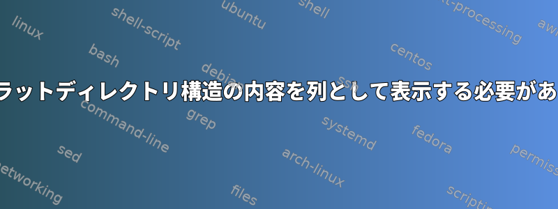 lsは、フラットディレクトリ構造の内容を列として表示する必要があります。