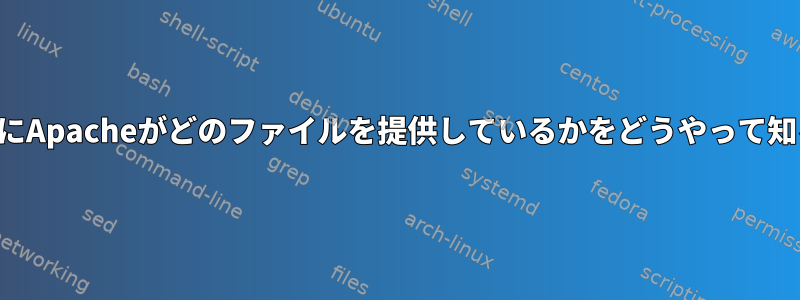 ポートに到達したときにApacheがどのファイルを提供しているかをどうやって知ることができますか？