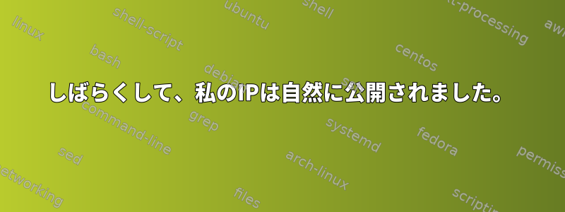 しばらくして、私のIPは自然に公開されました。