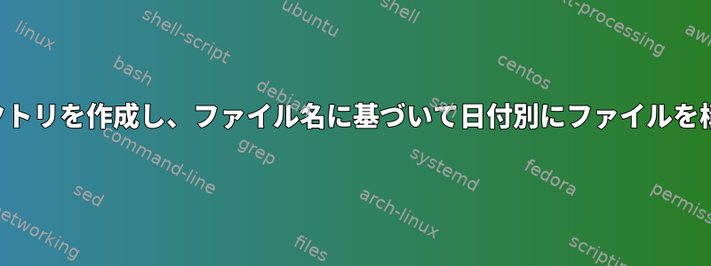 サブディレクトリを作成し、ファイル名に基づいて日付別にファイルを構成します。