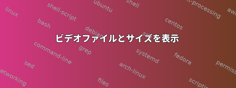 ビデオファイルとサイズを表示