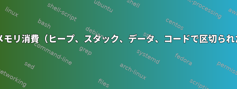 各プロセス/スレッドのメモリ消費（ヒープ、スタック、データ、コードで区切られた）を監視する方法は？