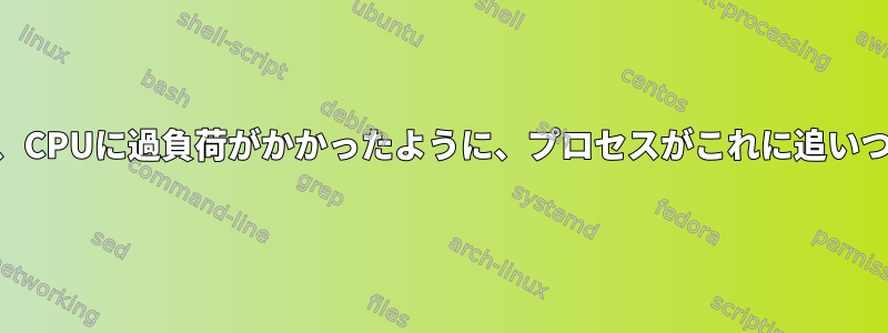 CPUアイドル率は高いが、CPUに過負荷がかかったように、プロセスがこれに追いつくために苦労している。