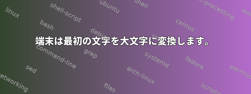 端末は最初の文字を大文字に変換します。