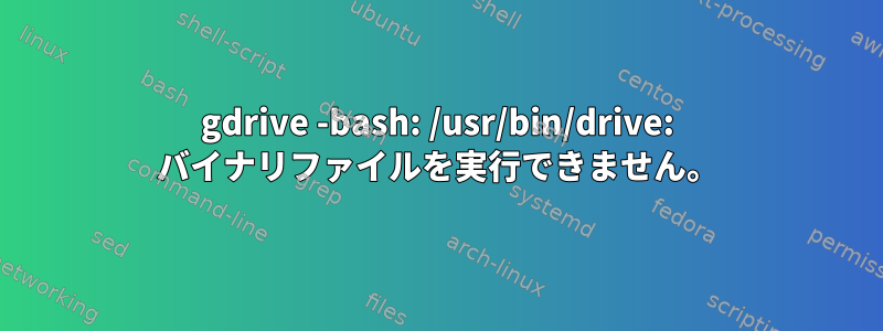 gdrive -bash: /usr/bin/drive: バイナリファイルを実行できません。