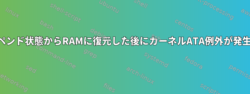 サスペンド状態からRAMに復元した後にカーネルATA例外が発生する