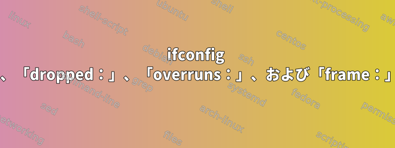 ifconfig RXパケット出力の「errors：」、「dropped：」、「overruns：」、および「frame：」フィールドの違いは何ですか？