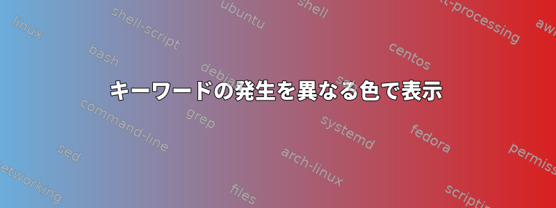 キーワードの発生を異なる色で表示