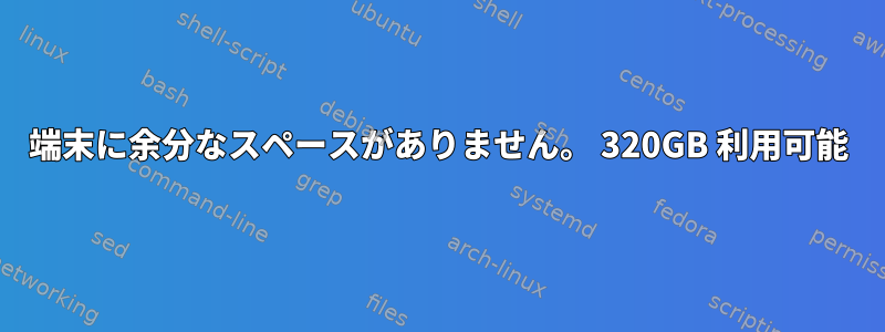 端末に余分なスペースがありません。 320GB 利用可能