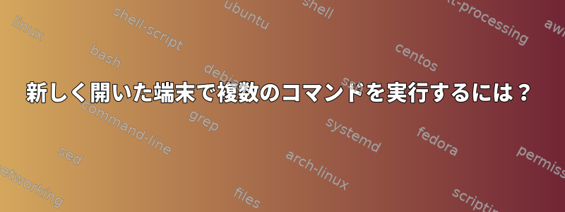 新しく開いた端末で複数のコマンドを実行するには？