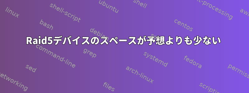 Raid5デバイスのスペースが予想よりも少ない