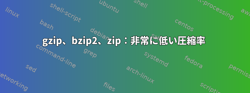 gzip、bzip2、zip：非常に低い圧縮率