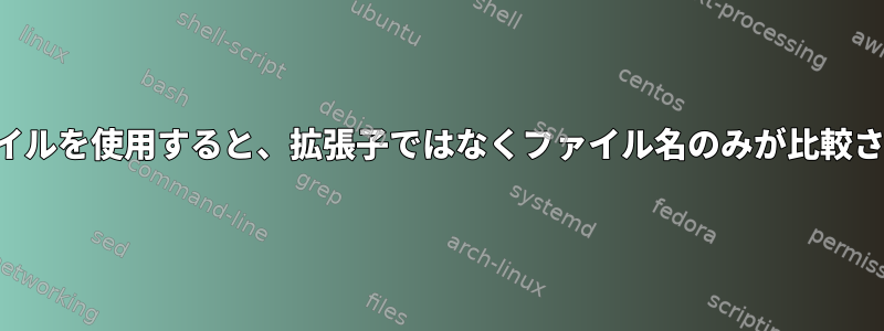 同期ファイルを使用すると、拡張子ではなくファイル名のみが比較されます。