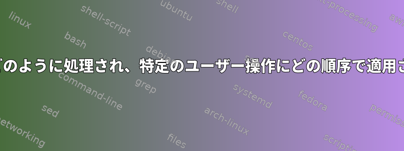 ACL権限はどのように処理され、特定のユーザー操作にどの順序で適用されますか？