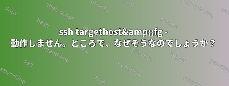 ssh targethost&amp;;fg - 動作しません。ところで、なぜそうなのでしょうか？