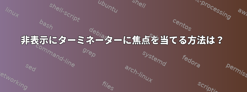 非表示にターミネーターに焦点を当てる方法は？