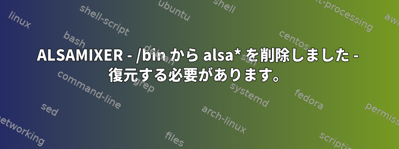 ALSAMIXER - /bin から alsa* を削除しました - 復元する必要があります。