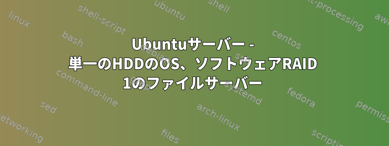 Ubuntuサーバー - 単一のHDDのOS、ソフトウェアRAID 1のファイルサーバー