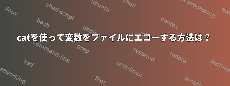 catを使って変数をファイルにエコーする方法は？