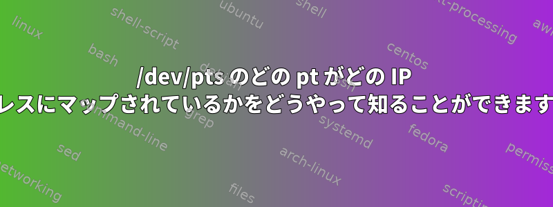 /dev/pts のどの pt がどの IP アドレスにマップされているかをどうやって知ることができますか？