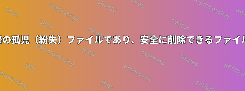 次のうち、実際の孤児（紛失）ファイルであり、安全に削除できるファイルは何ですか？