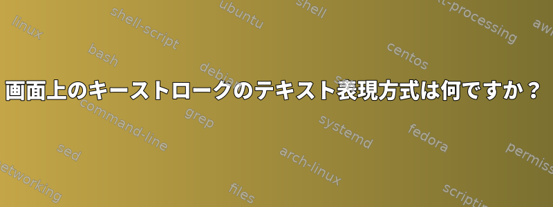 画面上のキーストロークのテキスト表現方式は何ですか？