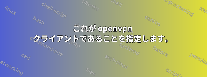 これが openvpn クライアントであることを指定します。