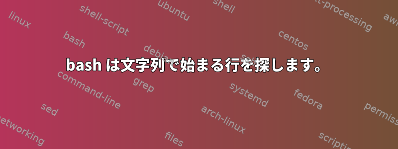 bash は文字列で始まる行を探します。