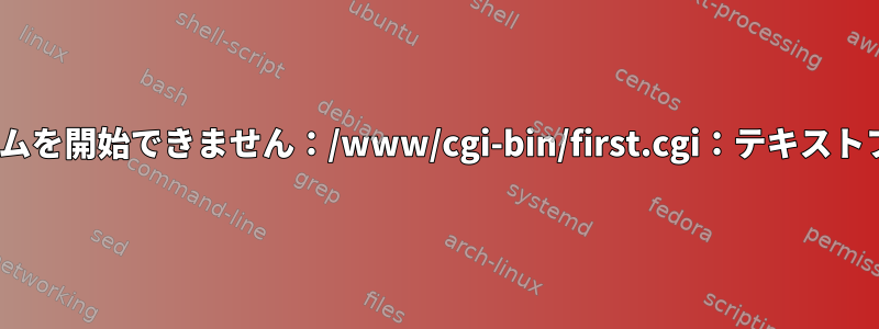 要求されたCGIプログラムを開始できません：/www/cgi-bin/first.cgi：テキストファイルが使用中です。