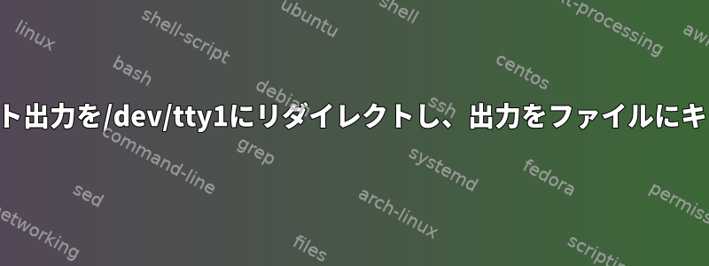 スクリプト出力を/dev/tty1にリダイレクトし、出力をファイルにキャプチャ