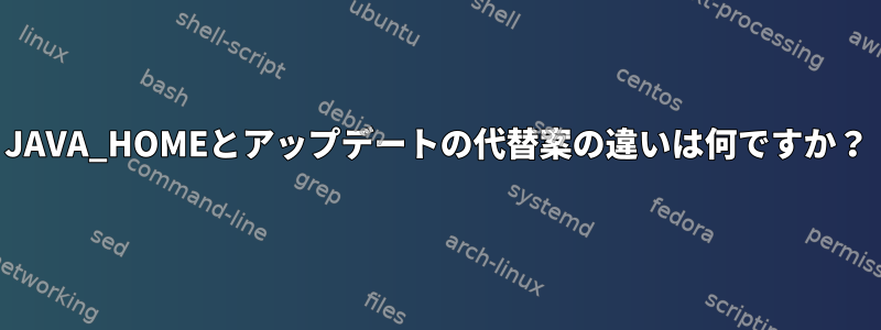 JAVA_HOMEとアップデートの代替案の違いは何ですか？