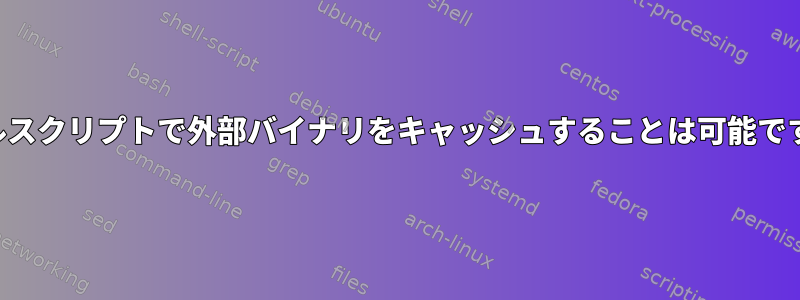 シェルスクリプトで外部バイナリをキャッシュすることは可能ですか？