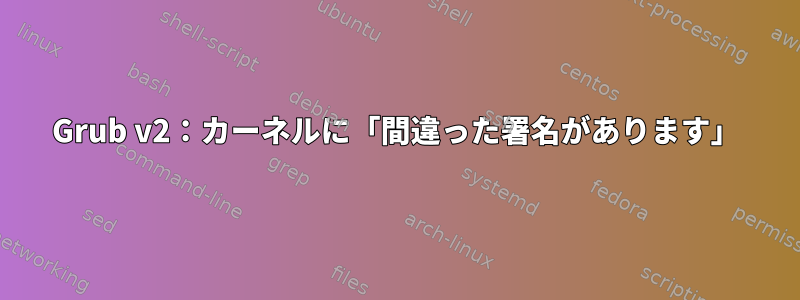 Grub v2：カーネルに「間違った署名があります」