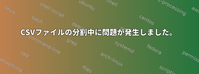 CSVファイルの分割中に問題が発生しました。