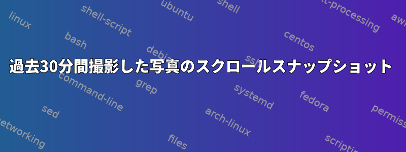 過去30分間撮影した写真のスクロールスナップショット