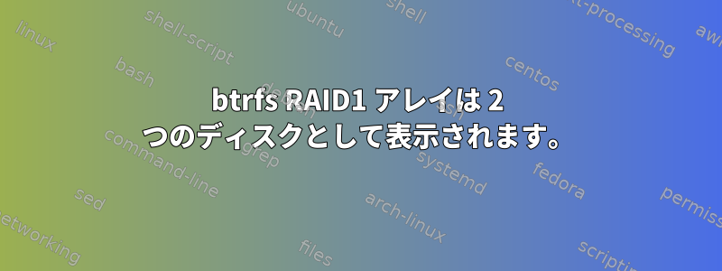 btrfs RAID1 アレイは 2 つのディスクとして表示されます。