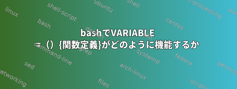 bashでVARIABLE =（）{関数定義}がどのように機能するか