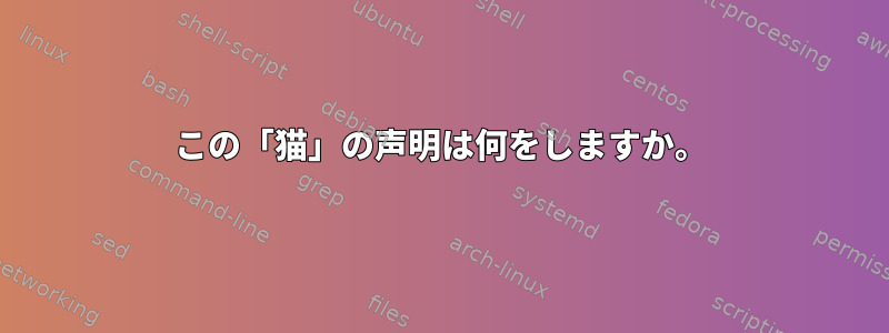 この「猫」の声明は何をしますか。