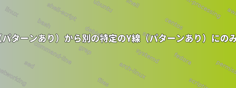 特定のX線（パターンあり）から別の特定のY線（パターンあり）にのみ移動する猫