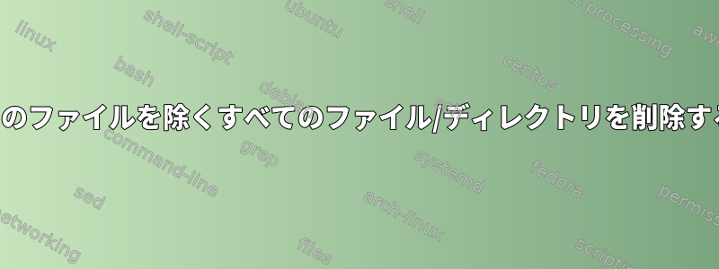 1つのファイルを除くすべてのファイル/ディレクトリを削除する