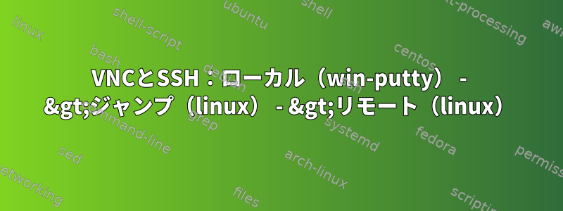 VNCとSSH：ローカル（win-putty） - &gt;ジャンプ（linux） - &gt;リモート（linux）