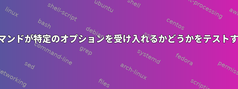 コマンドが特定のオプションを受け入れるかどうかをテストする