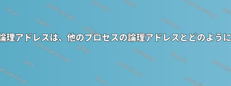 あるプロセスの論理アドレスは、他のプロセスの論理アドレスとどのように異なりますか？