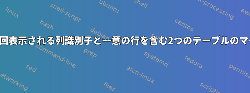 複数回表示される列識別子と一意の行を含む2つのテーブルのマージ