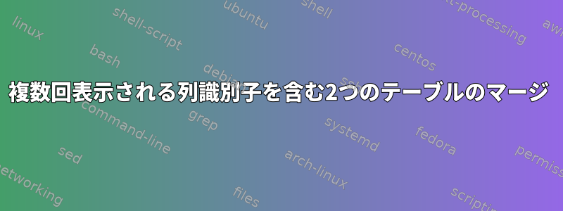 複数回表示される列識別子を含む2つのテーブルのマージ