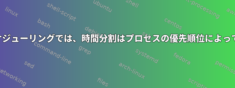 完全に公平なスケジューリングでは、時間分割はプロセスの優先順位によって異なりますか？