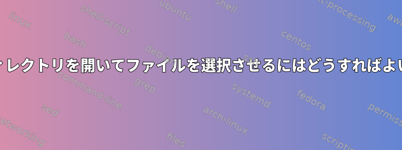 Cajaにディレクトリを開いてファイルを選択させるにはどうすればよいですか？