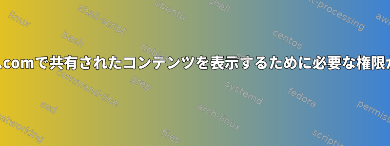 "name.domain.comで共有されたコンテンツを表示するために必要な権限がありません。"