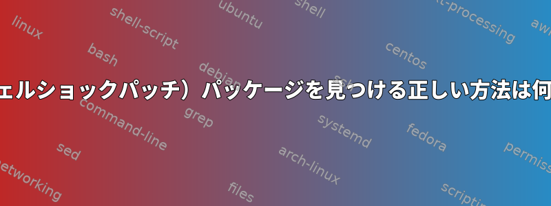 この（シェルショックパッチ）パッケージを見つける正しい方法は何ですか？