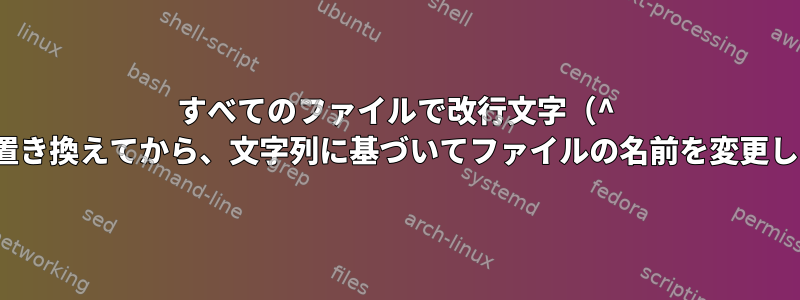 すべてのファイルで改行文字（^ M）を置き換えてから、文字列に基づいてファイルの名前を変更します。